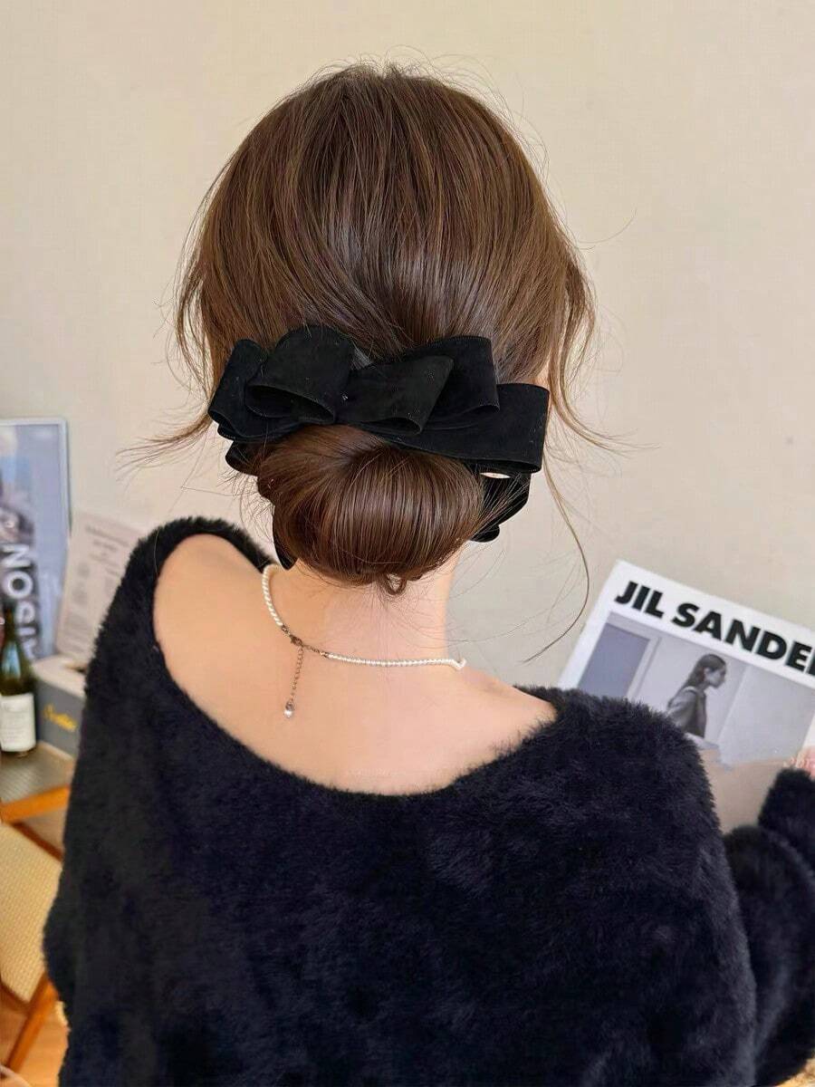 1Pc Velvet Bow Hair Clip Cute Simple Hairpins Barrettes Fashion Party Birthday Hair Accessories - Multicolor - View 1