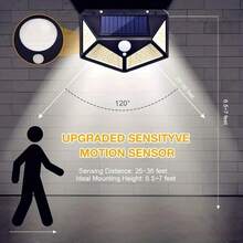 6 Piezas de Luces solares de pared exteriores, 100 LED, iluminación de cuatro lados, carga solar, con sensor de movimiento, multifuncional, resistente al agua y protección solar, adecuado para luces de emergencia en el hogar y exteriores, porches, frentes de garajes, jardines, paredes - Luces solares - Ver 6