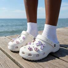 10pcs Set Cute Light Purple Bow Decorations - Y2K Style Star & Flower Decor, Suitable For Teenage Shoes Decoration - Mauve Purple - View 7