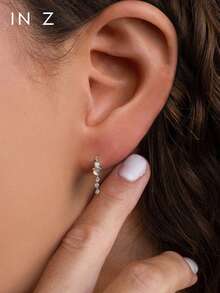 IN Z 1pc 925 Sterling Silver Natural Opal Tassel Pendant Flat Back Lip Stud Earring | Mini Stud Earring | Stackable Earring | Natural Opal Earring | 925 Sterling Silver Jewelry | Suitable For Women's Daily Wear | Sold Individually (Not A Pair) - Multicolor - View 8