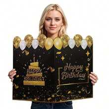 1pc Large Birthday Greeting Cards, Giant Black And Gold Happy Birthday Signature Message Board, Surprise Birthday Party Greeting Cards, Can Write Blessings, Suitable For Any Birthday Party Message Card, Birthday Message Commemorative Book Greeting Card - View 9