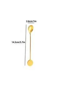 1pc/2pcs/4pcs Stainless Steel Coffee Spoon, Round Disc Long Handle Ice Cream Spoon, Style Honey Stirring Spoon, Bar Mug Cocktail Mixing Spoon - View 6