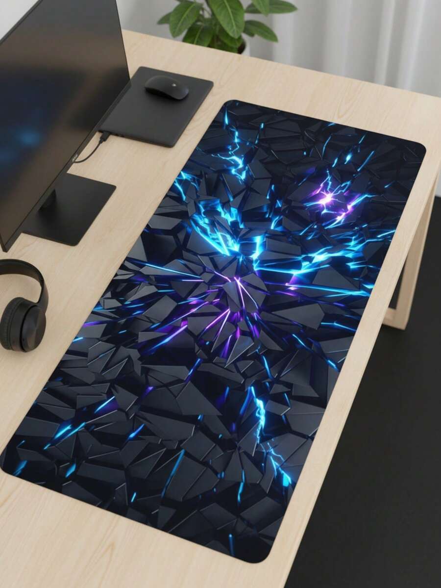 XXXL Extra Large Smooth Full-Coverage Gaming Mouse Pad, Washable Waterproof Non-Slip, 39.37"X19.69", Rubber Base With Fabric Surface, 3D Blue Ice Shard Pattern, Large Desk Mat For Keyboard & Computer, Compatible With Wired & Wireless Mouse, Office & Home Use, Tech Gift, Mother's Day Present - View 1