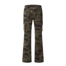 American Retro Camouflage Multi Pocket Jeans Men's Straight Leg Slightly Flared Workwear Pants - Camouflage Color - View 11