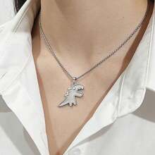 Dây chuyền hình cặp khủng long phong cách Hip-Hop, mặt dây chuyền hoạt hình đen trắng dễ thương, dây dài đa năng phù hợp với áo len cho học sinh. - Khủng long - Xem 8