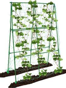47"X15" Garden Cucumber Trellis, Outdoor Climbing Plant Support Rack With Climbing Net And Plant Clips, Suitable For Garden Planting Beds - B - View 11