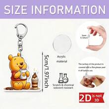 Disney 2D平面设计，1件装迪士尼小熊维尼时尚配饰，实用轻便耐用材质钥匙扣，2D平面印刷。 - 彩色 - 查看 4