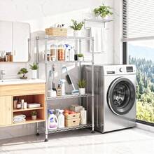 M MZG 1000 Lbs Commercial Grade Wire Shelving Unit, 4-Tier Silver Heavy Duty Standing Storage Rack, Steel Wire Organizer For Pantry, Garage, Warehouse, Kitchen & Laundry Room, Space Saving Design 13.8" D X 23.6" W X 53.5" H - 銀色 - 查看 2
