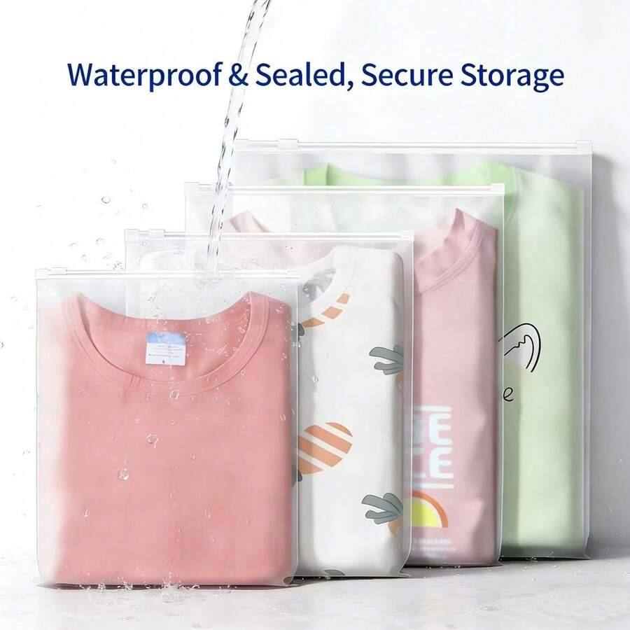 1 pieza/10 piezas Bolsa de almacenamiento con cremallera impermeable, bolsa organizadora plegable, cubos de embalaje de ropa multifuncionales para guardar zapatos, ropa interior, calcetines, camisetas, vestidos, adecuado para viajes de negocios, uso al aire libre, organizador de equipaje - transparente - Ver 1