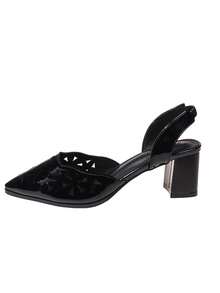 Giày sandal cao gót nữ, giày mules mũi nhọn đế dày bằng da bóng màu đen khoét rỗng, kiểu dáng retro phù hợp cho việc đi lại hàng ngày, giày sandal cao gót nữ thanh lịch và thời trang cho công sở. - màu đen - Xem 9