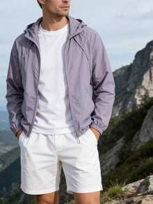 Men's Lightweight Summer Jacket, Outdoor Fishing, Vacation, Travel, Beach - Mauve Purple - View 10