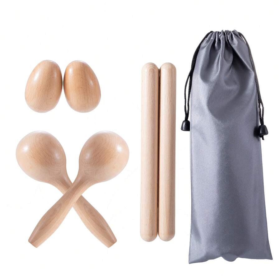 1/2/4/8 Pairs Classical Wooden Castanets Percussion Instrument, 8 Inch Natural Hardwood Rhythm Sticks