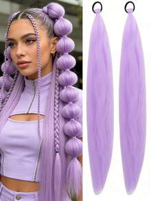 2pcs/Set 26-Inch Ombre Straight Hair Extensions With Elastic Headband, Suitable For Daily Wear, Halloween, Christmas, New Year Costume Parties - Multicolor - View 11