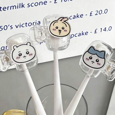 chiikawa 1pc Toothbrush Storage Clip Portable Travel Dustproof Protective Cap Toothbrush Holder Cute Toothbrush Head Protective Cover, New Year Gift, Valentine's Day Gift, Easter Gift [Random Style]