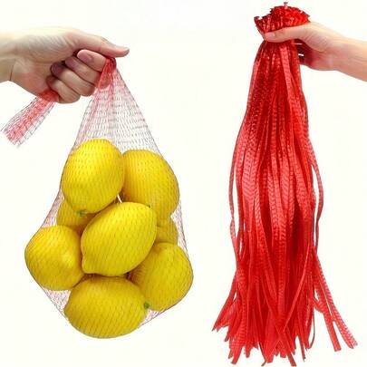 Approx. 100pcs Reusable Mesh Food Bags, Suitable For Cooking And Storing Crab, Shellfish, Shrimp, Onions, Potatoes, Tomatoes Etc., Made Of Durable Mesh Material, Also Suitable For Fruit And Vegetable Packaging