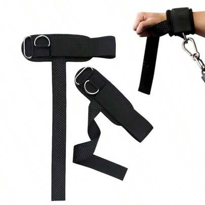 1 pieza Correas de elevación - Correas de muñeca para levantamiento de pesas de alta resistencia con anillo en D, cuentas de silicona antideslizante, acolchado y ajustable para apoyar en dominadas, levantamiento de potencia, máquinas de cable y entrenamiento en el gimnasio