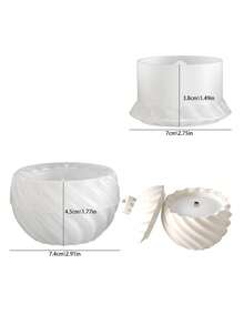 DIY圆形波浪形蜡烛罐带盖硅胶模具，手工蜡烛容器石膏模具，环氧树脂浇铸模具收纳盒 - 白色矽膠模具 - 查看 2