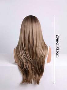 Trending 20inchLong Layered Ash Blonde Highlight Synthetic Wig With Middle Part, Natural Looking Straight Wig For Women, Daily & Party Wear - Camel - View 5