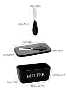 1 Juego de Recipiente de Plástico para Mantequilla con Cuchillo y Tapa, Recipiente de Almacenamiento de Mantequilla para Cocina, Hornear y Regalos, Sellado para Mostrador o Refrigerador - Ver 3