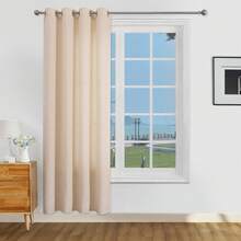 1pc/2pcs Light Filtering Curtains/Top Tie Solid Curtains/Light Balancing Filtering Sunlight Curtains, Multiple Sizes & Colors Available, Faux Linen Texture Suitable For Living Room, Bedroom, Kitchen, Home, Farmhouse, Rustic Decor, Beige Curtains - Beige - View 22