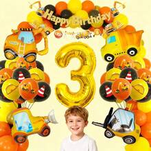 37 piezas Juego de globos de construcción, incluye globos de número de lámina de 32 pulgadas, adecuado para decoración de fiesta de cumpleaños, baby shower - Ver 4