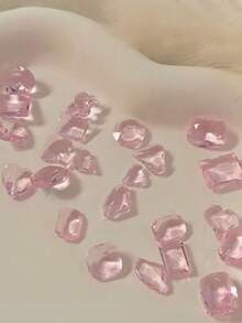 10pcs Pointed Bottom Asymmetric Transparent Pink Naked Rhinestones 3D Nail Art Decorations, Glass Material Premium DIY Nail Jewelry Nails - Multicolor - View 6