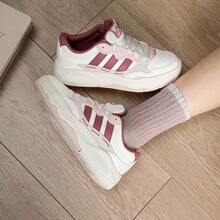 adidas LITE SHUFFLE 舒適貼合繫帶 板鞋 女款 亮白 - 淺粉色 - 查看 3