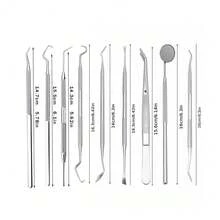 6pcs/9pcs Oral Care Set, Teeth Cleaning Tools Include Stainless Steel Toothpicks, Dental Floss Picks, Tartar Scraper And Storage Bag, Travel Essential - Silver - View 3