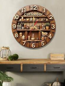 1 pieza Reloj de pared de madera DIY de efecto 2D silencioso de 10/12 pulgadas - Multicolor - Ver 3