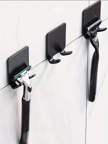 3pcs No Drill Self-Adhesive Razor Holder And Towel Hook - Wall Mounted Bathroom Storage Rack, Suitable For Tiles, Mirrors And Doors, Plastic Razor Holder And Towel Hook, Bathroom Storage Small Tool, Bathroom Essentials, Bathroom Decor Accessories - No Drilling Required - View 8