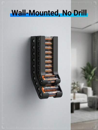 1PC AA/AAA /Battery Organizer/ Wall-Mounted Battery Storage Box,Can Hold 10 AA Batteries And 10 AAA Storage Box ,Battery Case Organizers Storage Room Decor Home Essentials Room Decor Storage/Battery Storage Case/Storage