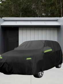 SUV Car Cover, Waterproof, Sunproof, Rainproof, Snowproof, Frost-Proof, Dustproof All-Weather Universal Car Cover. Winter Ice & Snow Insulation, Reflective Straps, Windproof Thickened Outdoor Car Cover - Black - View 8