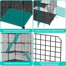 4-Tier Cat Cage Indoor Enclosures - 26 Panles DIY Cat Playpen Metal Wire Kennel Crate W/Extra Large Hammock For 1-2 Cats Small Animals - 41"L X 28"W X 55"H - View 5