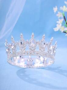 Elegant Gold-Tone Royal Style Sapphire-Look Crystal Crown - Suitable For Attending Balls - Multicolor - View 22