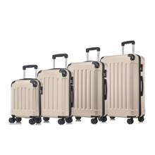 YONSLY 4-Piece Wheeled Suitcase Set With 360° Wheels, Combination Lock, Robust Double Zipper, Mesh Pocket, Soft Rubber Handle, 16/20/24/28 Inch Trolley Suitcase, Hard Shell Carry-On Luggage Set (4-Piece Set, S, M, L & XL) - 象牙色 - 查看 1