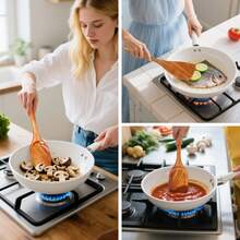 AIUHI 2件套天然木制烹饪铲，厨房用具套装，带舒适手柄 - 棕色 - 查看 3