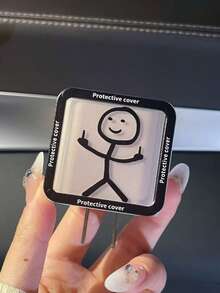 5个/套趣味线条图案数据线保护套，适用于 18-20W充电器适配器，防止数据线断裂 - 黑色 - 查看 4