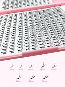 新款500簇预制V形睫毛嫁接，D卷度，8-15毫米混合长度单簇手工制作，根部渐薄，打造浓密效果。 - D - 查看 3