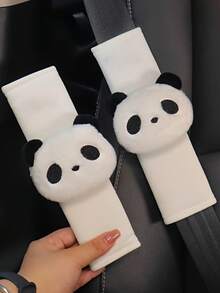 Cute Panda Head Car Seat Belt Shoulder Pad Set Interior Lady Protective Cover Against Scrag Four Seasons. - Panda - View 4