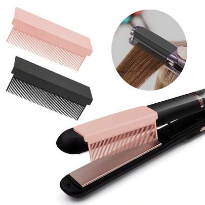 3件套高温造型直发梳，碳纤维塑料直发刷，带自粘式直发附件，沙龙及家用直发器，美发造型工具