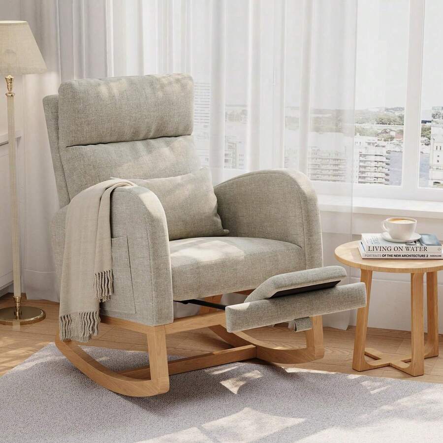 Chaise Lounges - Grey + Linen - With Foot Pedal - View 1