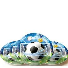 100/80/50/40/30/20/10pcs/Set Children Football Theme Party Supplies - Paper Plates, Cups, Napkins, Suitable For Birthday Parties, Festivals, Fan Gatherings - Multicolor - View 3