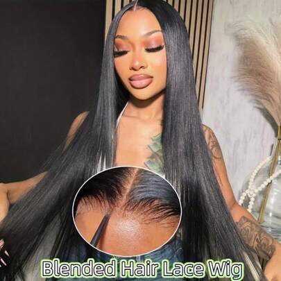 无胶直发蕾丝前假发 - 6x4 高清预拔毛剪裁真人发，自然发际线，150% 密度