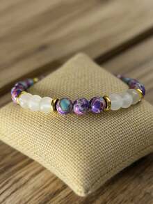 1 chiếc/Vòng tay bùa yêu đá Imperial 8mm, đá Moonstone, vòng tay chữa bệnh bằng phương pháp vi lượng đồng căn, món quà ngày lễ hoàn hảo - Nhiều màu - Xem 3