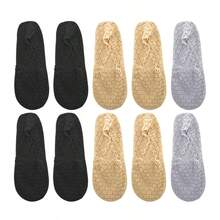 1/5/10 双女士夏季蕾丝隐形船型网眼薄拖鞋女式踝部硅胶隐形防滑袜 - 彩色 - 查看 13