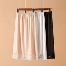 Women's Slip Skirt Anti-See-Through Anti-Exposure Fashion Lace Hem Half Slip Skirt Base Skirt - Black - View 6