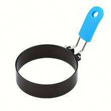 Moldes circulares para huevos, molde de huevo de silicona con mango, molde redondo de acero inoxidable para freír huevos - Ver 9
