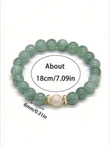 YAUKIA 1Pc Women'S Bohemian Natural Jadeite Stone Bracelet, Calming And Healing, Stretch Jewelry, Ideal For Daily Wear - Multicolor - View 4
