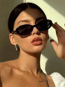 1pc Oval Shaped Women's Fashion Glasses, New Tiny Y2K Style Frames For Summer Beach Vacation,Outdoor,Travel Shades Casual Style Oval Frame For Going Out Outfit,Back To School - Multicolor - View 6