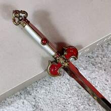 8.5inch 21cm Metal Red Katana Model Long Sword Sabre Anime Cosplay Accessories Prop Unsharpened Knife Blade Real Size Japanese Katana Original Samurai Sword Sabre Figure Model Gift - Style-a - View 7